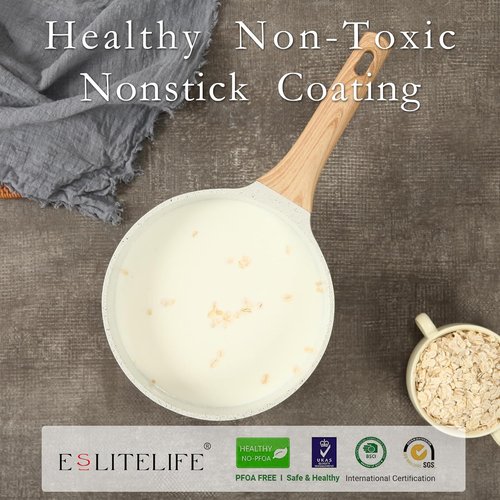 ESLITE LIFE Nonstick Sauce Pan - 1.5 QT Small Soup Pot with Lid | PFOA Free, Compatible with All Stovetops