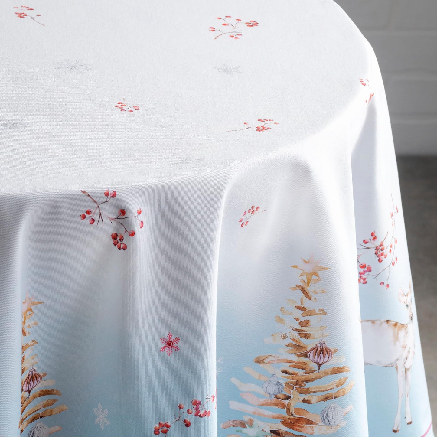 Maison d' Hermine Table Cloth Round Table 100% Cotton 63 Inches Fall Tablecloth Reusable Everyday Use for Thanksgiving Christmas Decorations Dining Farmhouse Party (Fairy Tale Forest)