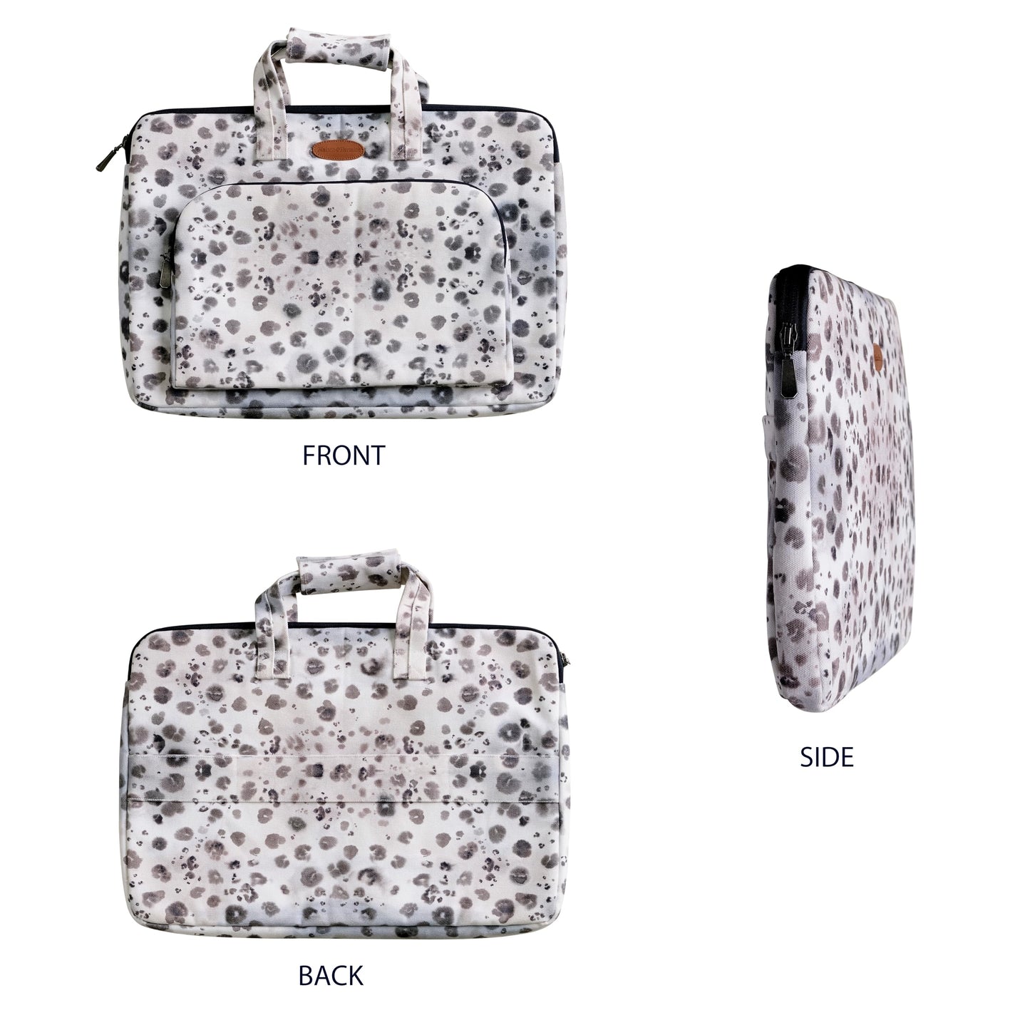 Maison d'Hermine Laptop Bag with Pocket Upto 13.5 inch Stain and Water Repellent Cotton Canvas Gifts for Mothers Day - Cheeta