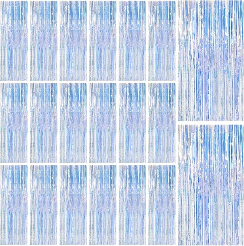 Iridescent Tinsel Curtain Backdrop - 20 Pack Party Decorations for Birthdays & Events | Photo Booth Streamers
