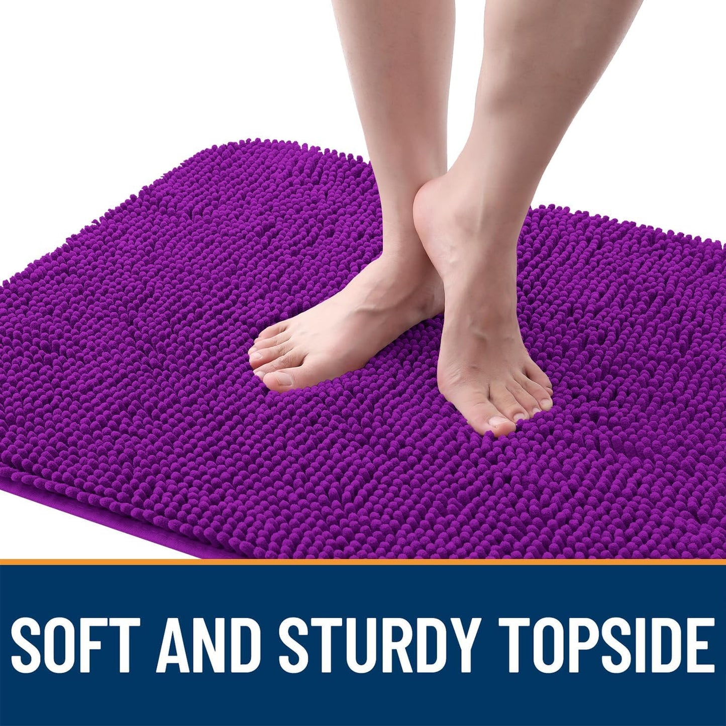 OLANLY Dog Door Mat - Absorbent Non-Slip Chenille for Muddy Paws | 50x30 Inches, Quick Dry, Purple