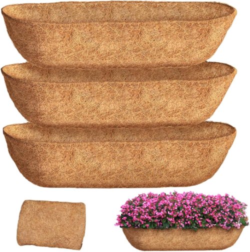 Coco Liner | 24-Inch Natural Coconut Coir Fiber Trough Liners for Planters & Baskets - 3 Pack