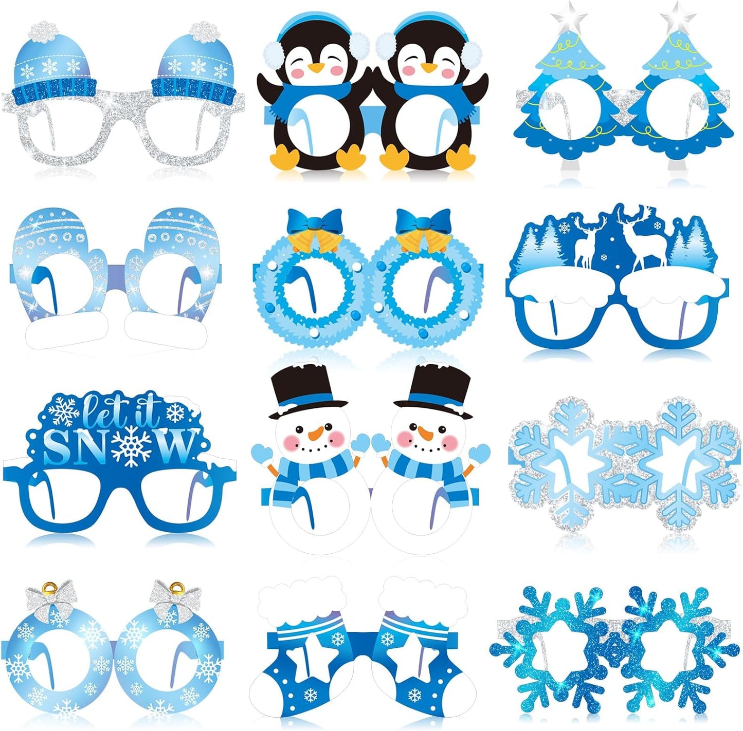 Skiennix Snowflake Paper Eyeglasses - 36 Pcs Winter Party Favors for Christmas & Holiday Celebrations