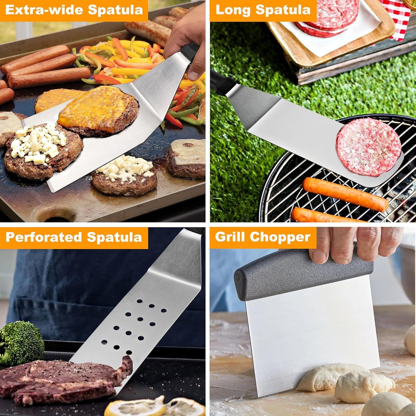 POLIGO 28PCS Griddle Accessories Kit - Premium Flat Top Grill Set for Camp Chef | Includes Spatulas, Basting Cover & Scraper