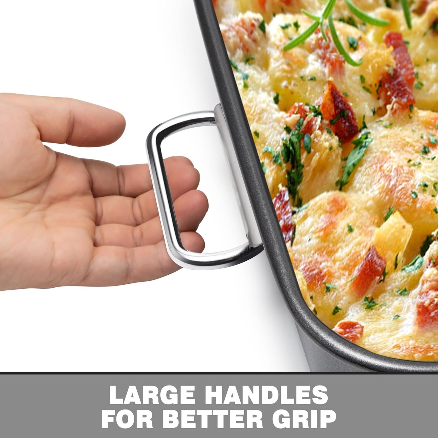 Tiawudi Lasagna Pan - Nonstick Deep Baking Dish with Handles | 15x10x3 Inch Heavy Duty Roasting Pan