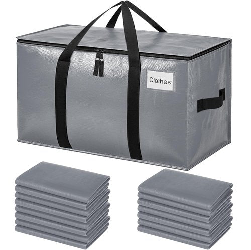BAGAIL Heavy Duty Moving Bags with Strong Handle, Extra Large Moving Boxes, Storage Tote for Clothes, College Moving Supplies(Grey, 16 Pack)