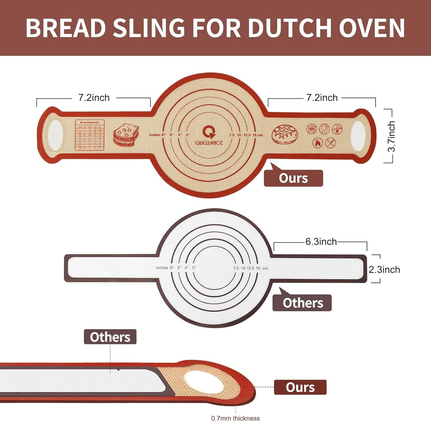Skiennix Silicone Sourdough Bread Sling Mat - Non-Stick Baking Slings for Dutch Oven | 2-Pack
