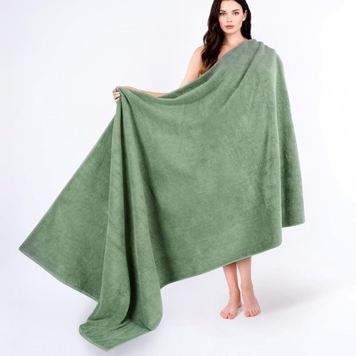 Cotton Paradise 100% Cotton Oversized Bath Sheet - Extra Large Turkish Towel in Sage Green | 40x80 Inches
