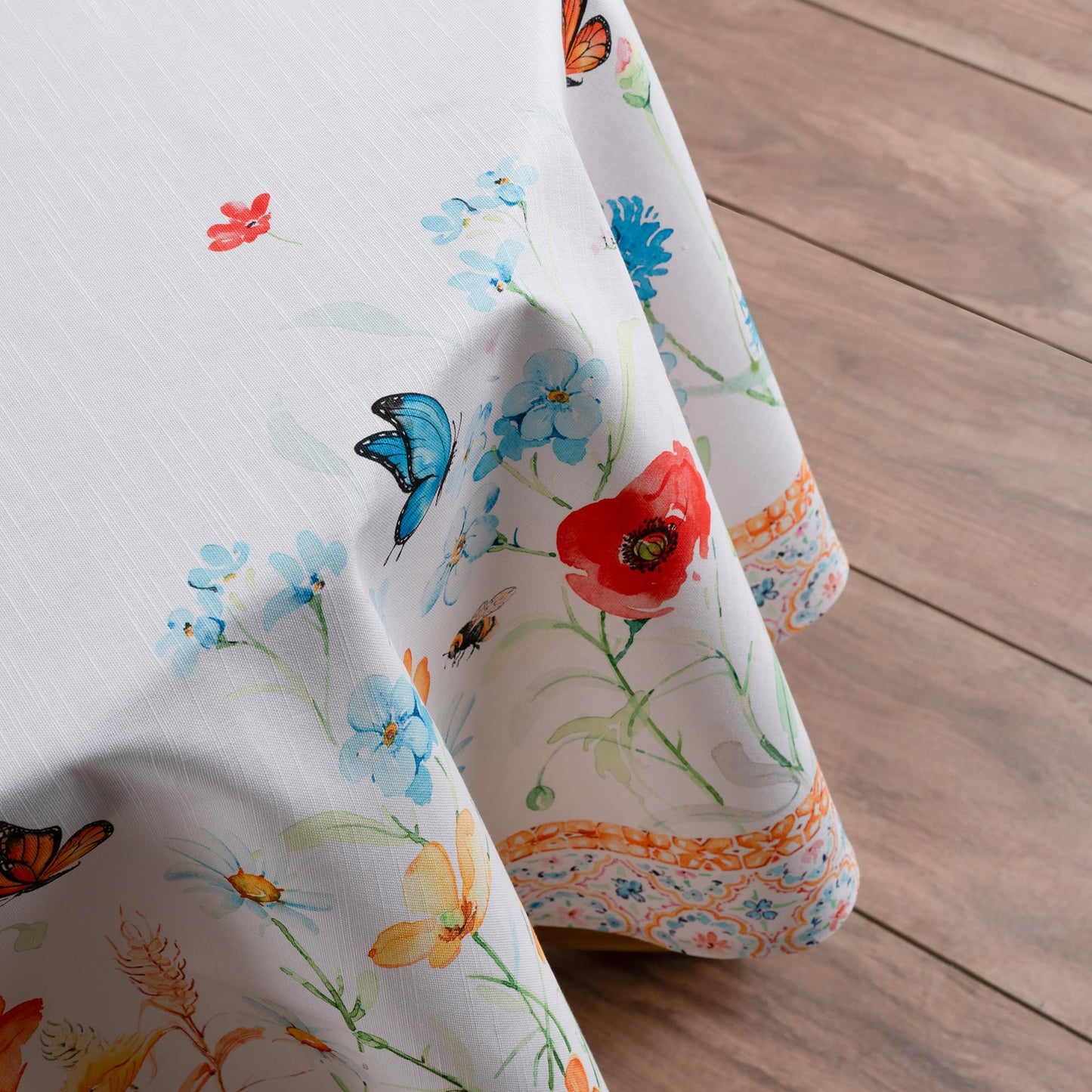 Maison d' Hermine Table Cloth Round Table 100% Cotton 69 Round Inches Tablecloth Reusable Decorative for Dining Kitchen Room Farmhouse Home Gifts for Mothers Day Spring Summer - Summer Whisper