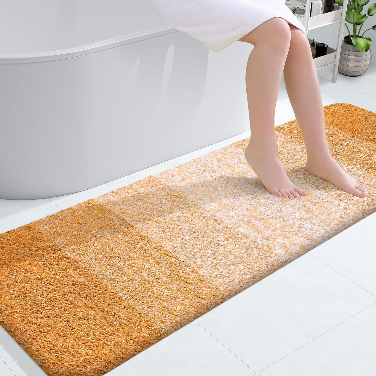 OLANLY Bathroom Runner Rug - Extra Soft Microfiber Mat with Rubber Backing | Quick-Dry, Washable 59x20" in Golden Yellow
