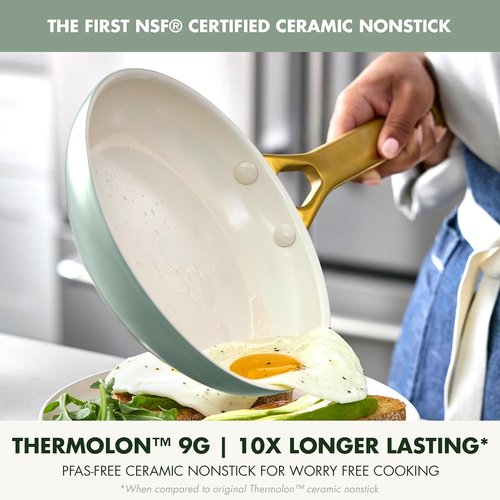 GreenPan Nonstick Reserve Pro 8-Inch Frying Pan - NSF Certified Ceramic, PFAS-Free, Moss Green
