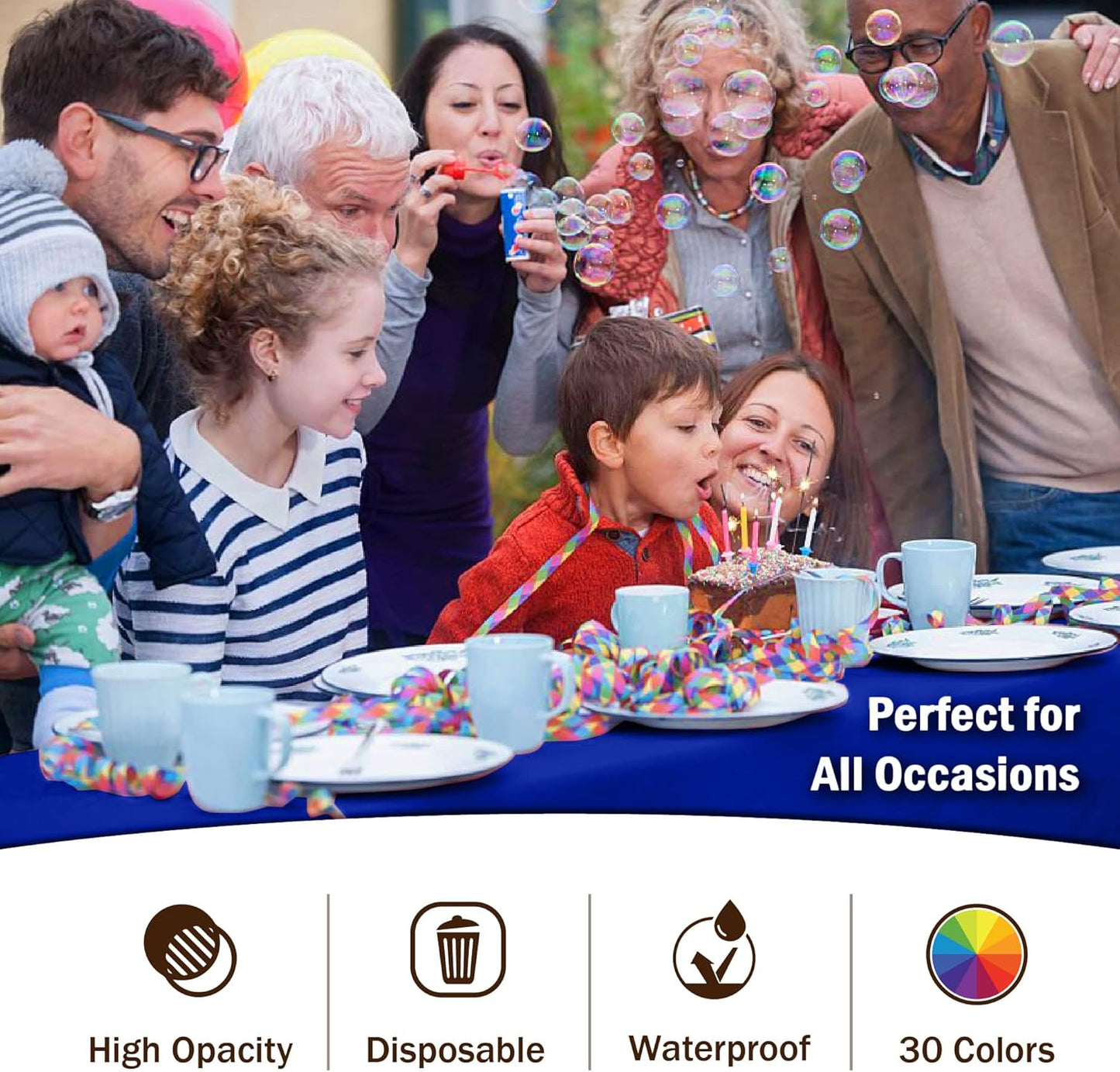 Ivory 84-Inch Round Tablecloth - 12-Pack Premium Plastic Party Supplies