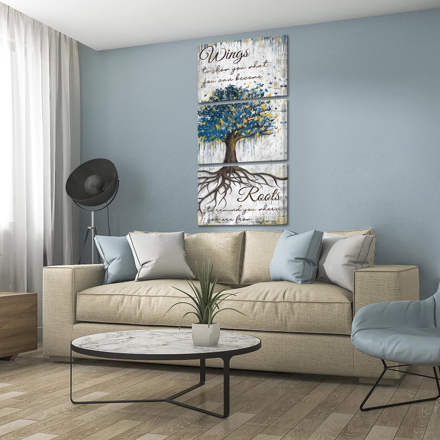 Conipit Vertical Tree Of Life Canvas Wall Art Butterfly Tree Painting Inspirational Butterfly Quotes Wall Decor Rustic Tree Canvas (white, medium)
