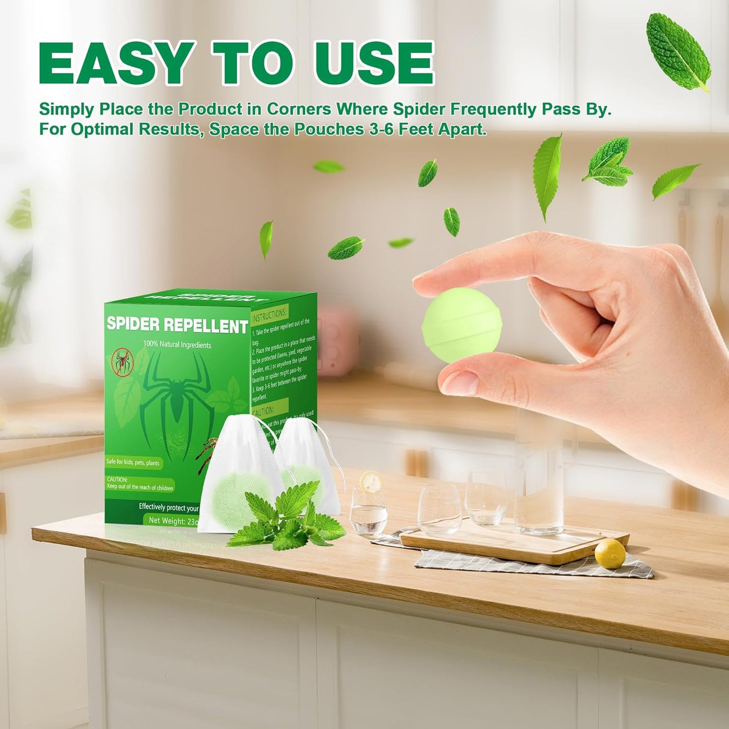 Peppermint Oil Spider Repellent - 24 Pack Eco-Friendly Balls | Safe Indoor & Outdoor Pest Control