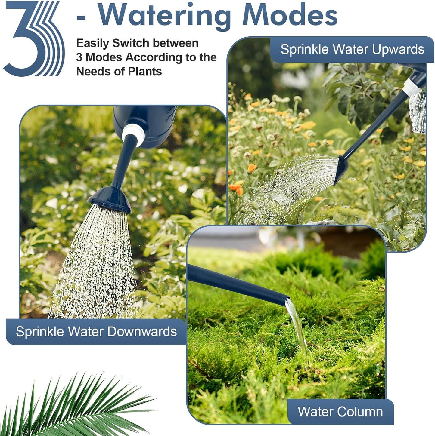 Skiennix 2 Gallon Watering Can - Removable Long Spout & Stainless Steel Sprinkler Head | Ideal for Outdoor Plants