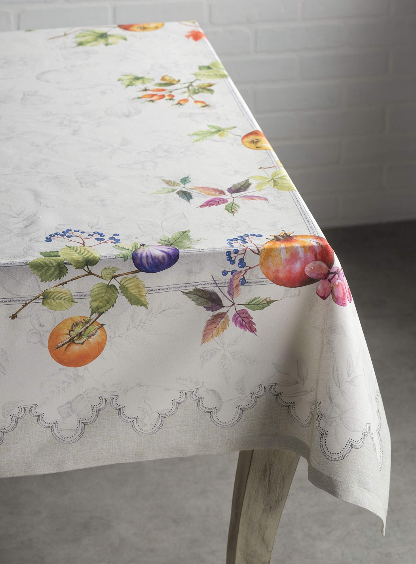 Maison d' Hermine Table Cloth Rectangle Table 100% Cotton 54 x 72 Inches Fall Tablecloth Reusable Everyday Use for Thanksgiving Christmas Decorations Dining Farmhouse Party (Fruit D'Hiver)