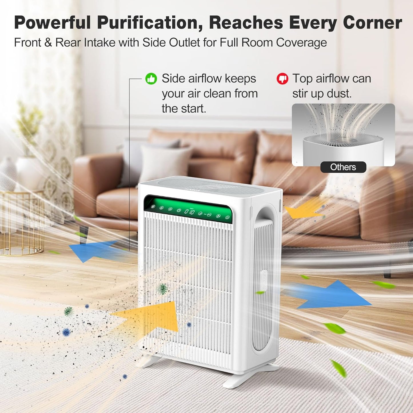 KNKA Air Purifier - HEPA Air Cleaner for Large Rooms Up to 1,695 Ft² | Washable Pre-Filter, Eco & Sleep Modes