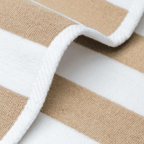 Cotton Paradise Cabana Stripe Beach Towels - Extra Large 30x60 Inches, Soft & Quick Dry, Beige | 4 Pack