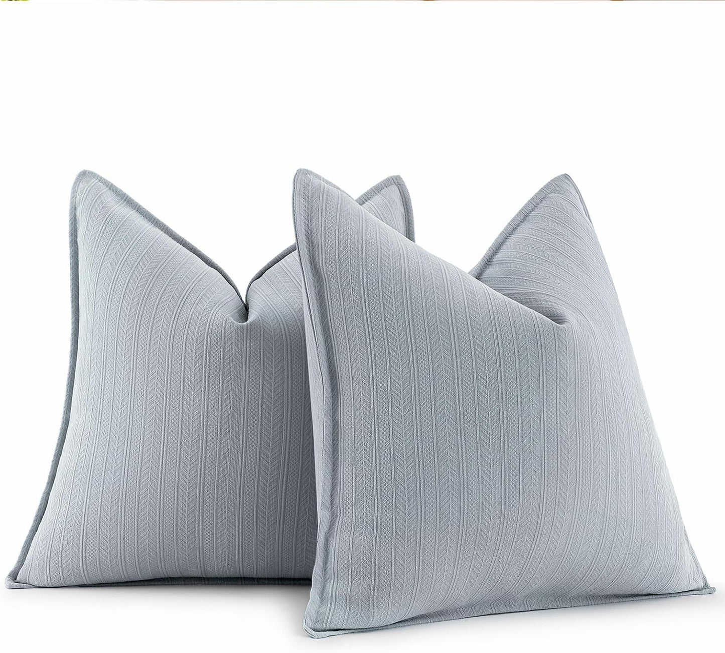 MIULEE Aqua Blue Decorative Couch Pillow Covers - Set of 2 Chenille Throw Pillows for Coastal Farmhouse Decor | 18x18 Inch