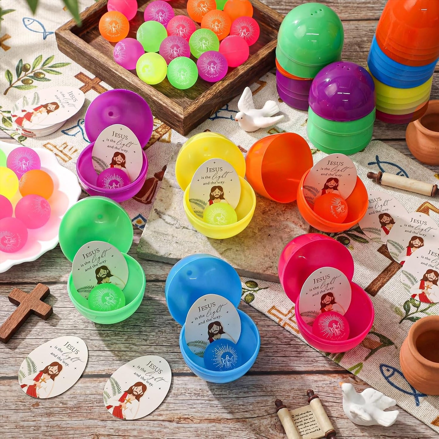 Wettarn 24-Piece Christian Easter Egg Set - Glow in The Dark Jesus Balls & Cards | Perfect for Easter Baskets