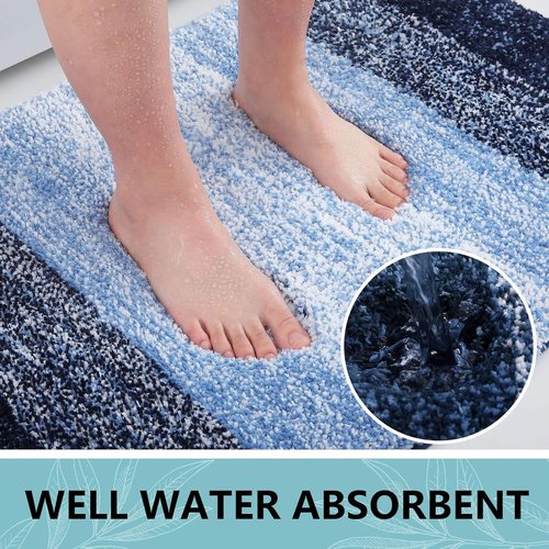 Arotive Microfiber Bath Rug - Soft, Absorbent & Non-Slip | Machine Washable, 24x16, Blue