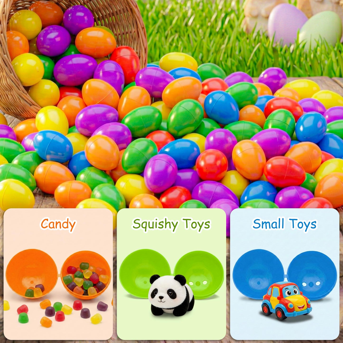 kortes 1000pcs Plastic Easter Eggs, 6 Colors 2.3" Empty Fillable Eggs Bulk for Easter Basket Stuffers Easter Eggs Hunts Party Favors, Classroom Prize Supplies (1000)
