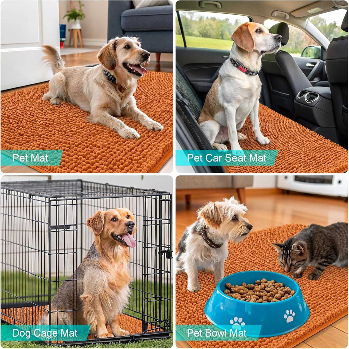 OLANLY Dog Door Mat - Absorbent Non-Slip Washable Doormat for Muddy Paws | 24x16 Inches, Quick Dry Chenille, Clay