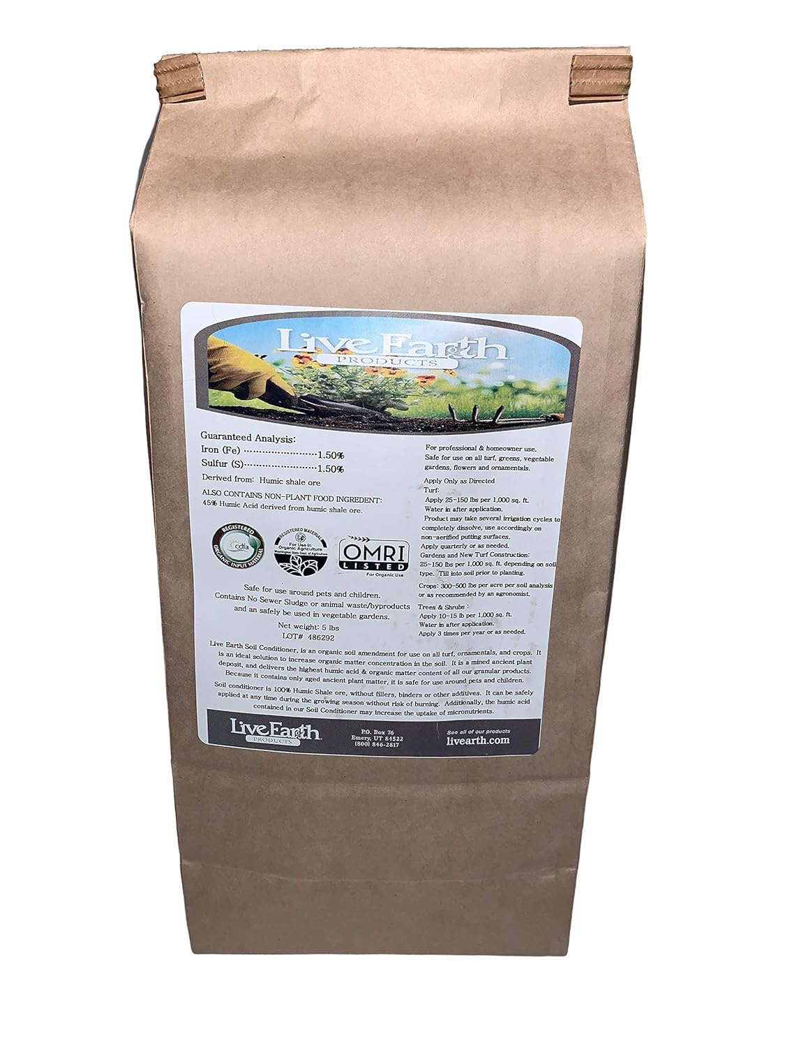 Live Earth Products Humate Soil Conditioner Granules - 15 lbs in Three Convenient 5 lb Bags