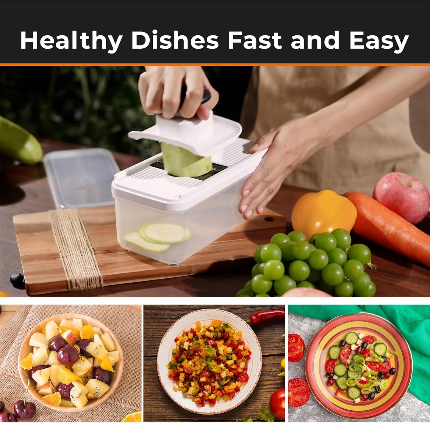 Pro Food Chopper - Premium 9-in-1 Vegetable Chopper with 7 Blades & Container | Kitchen Essential