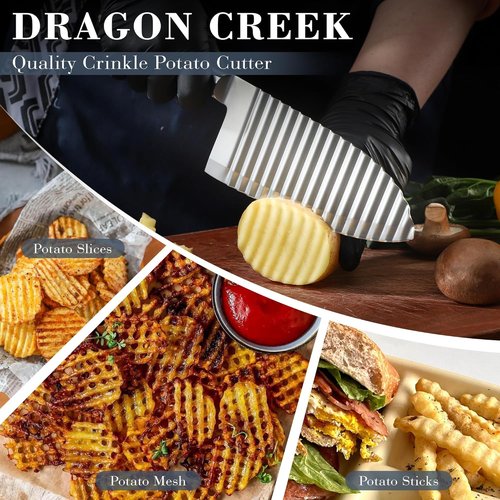 Dragon Creek Crinkle Cutter Knife - Wavy Vegetable & Fruit Slicer | Stainless Steel Design for Fun Cooking