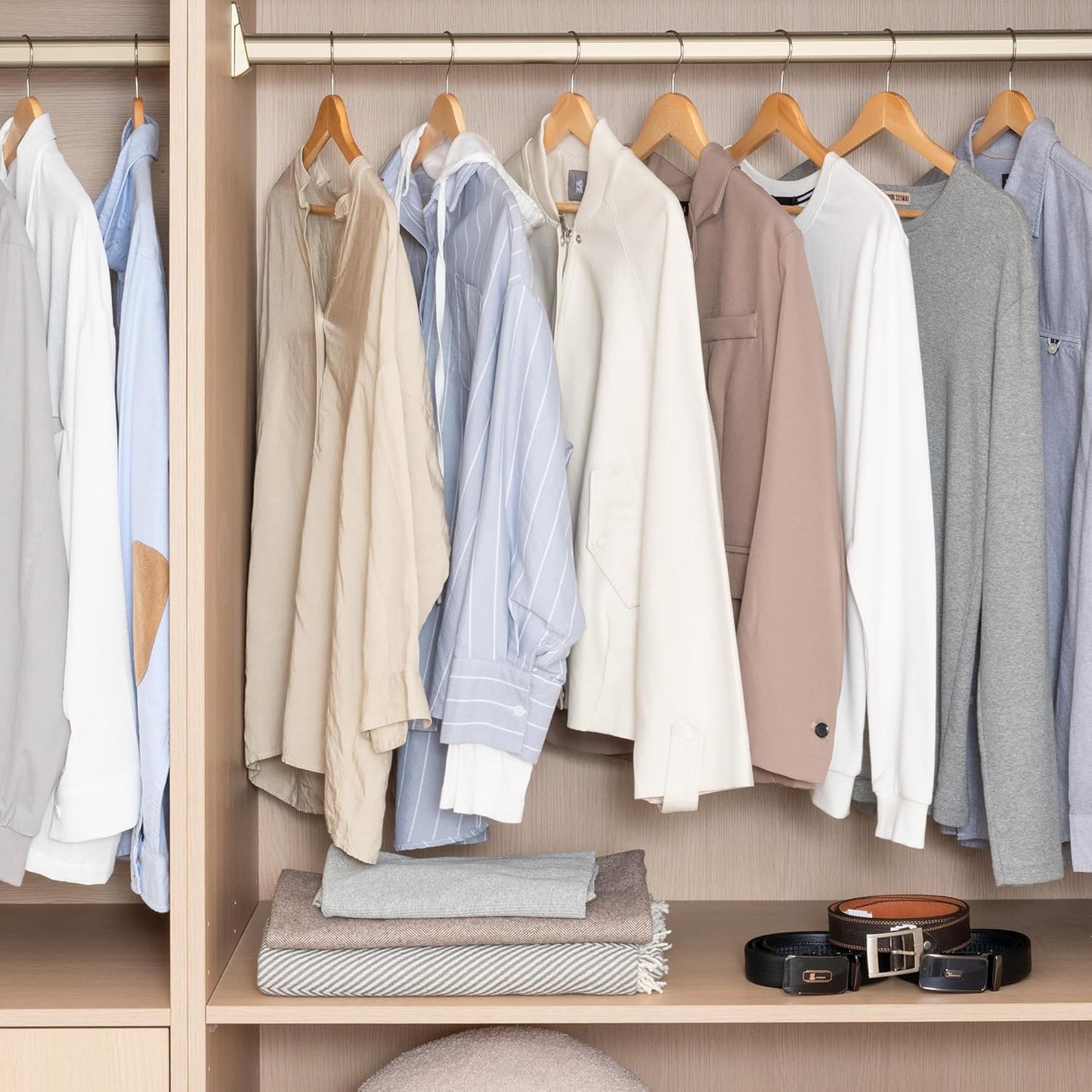 StorageWorks Wooden Clothes Hangers - 20 Pack for Coats, Shirts, Jackets & Suits | Natural Wood Finish