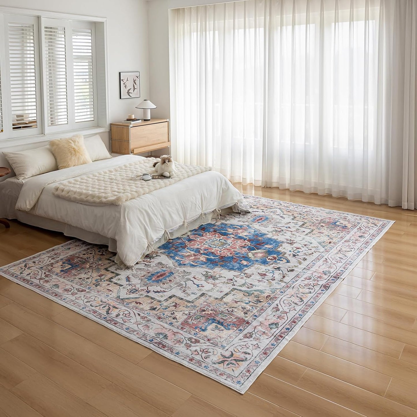 KEKUOU Area Rug 5x7 Washable Rug，Boho Tribal Area Rug，Non Slip Water Repellent Floor Carpet for Living Room Bathroom Bedroom(5'* 7'，Golden)
