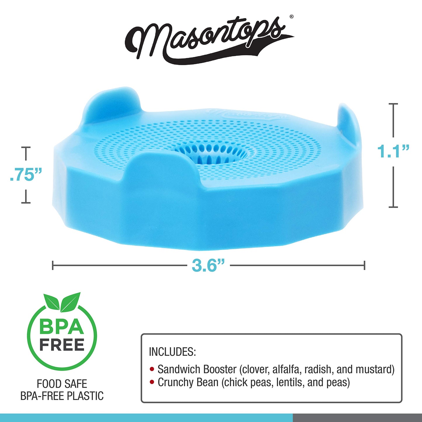 Masontops Bean Screen Sprouts Growing Kit - Sprouting Lids & Sprout Mixes Microgreens Growing Kit - Sprouting Kit Wide Mouth Mason Jar Strainer Lid