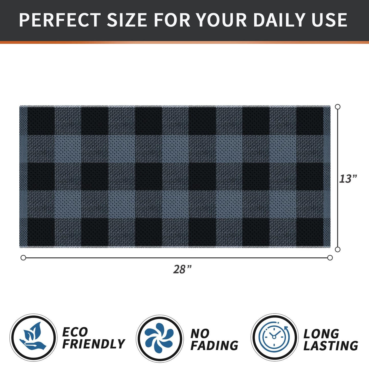 Homaxy 100% Cotton Waffle Weave Check Plaid Kitchen Towels, 13 x 28 Inches, Super Soft and Absorbent Dish Towels for Drying Dishes, 4-Pack, Black & Grey