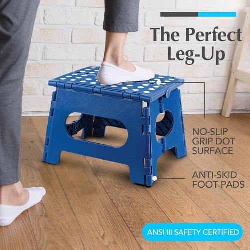 Handy Laundry Folding Step Stool - Lightweight & Sturdy for Adults and Kids - Easy One-Flip Design (Blue | 2-Pack)