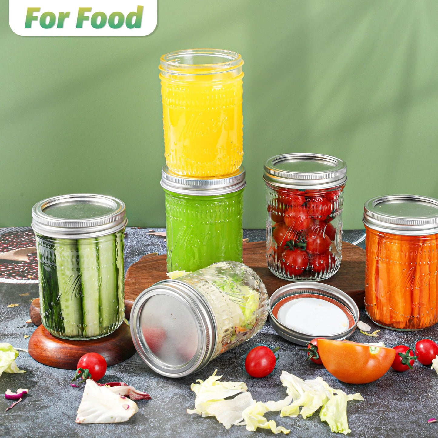 Mason Jars 16oz 12Pack - Canning Jars with Airtight & Leakproof Seal, Versatile Wide Mouth - Wide Mouth Mason Jars Perfect for Canning, Storing, Meal Prep - Ideal for Home Cooks & Crafters
