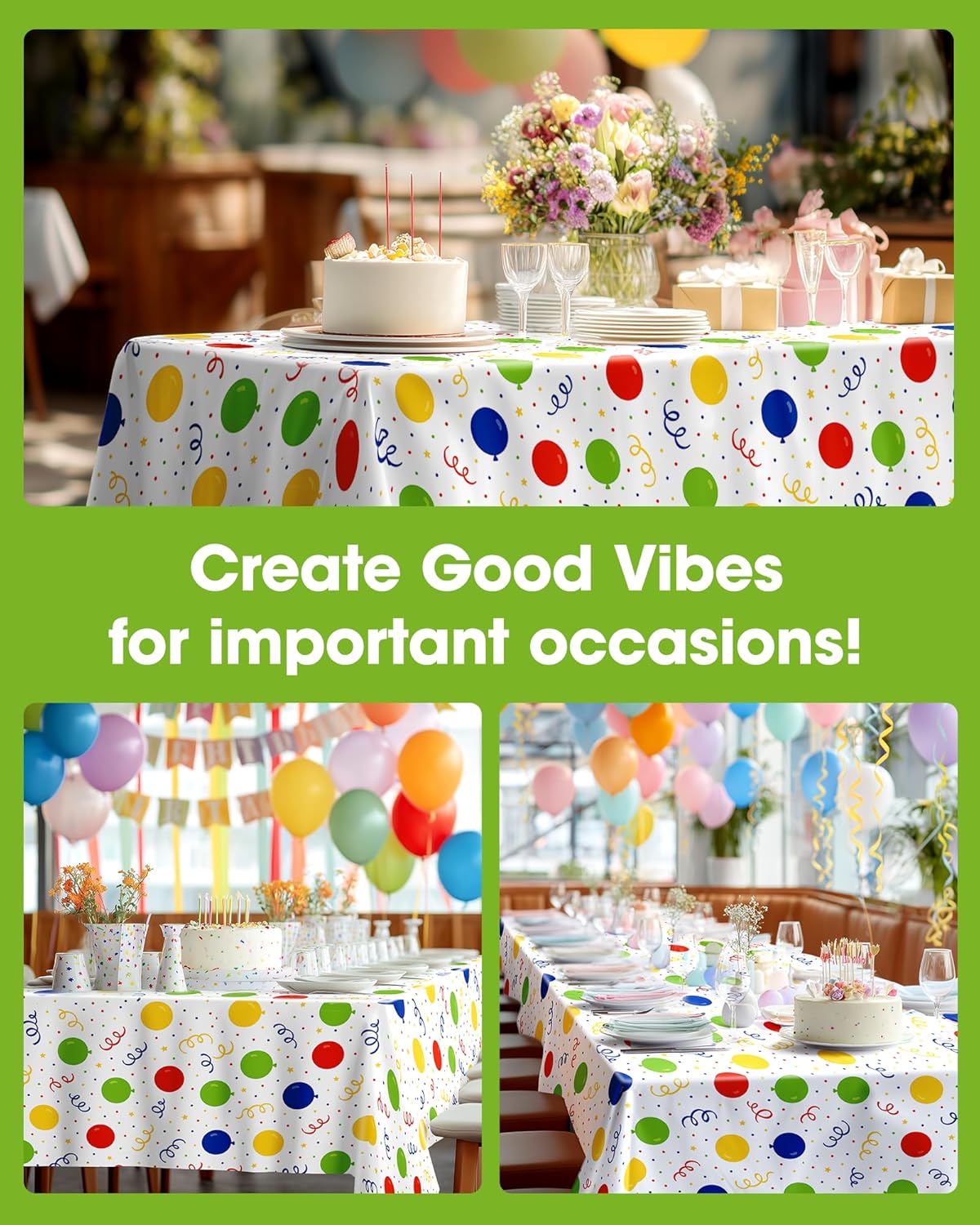 Pureegg Disposable Plastic Tablecloths - 54 x 108 Inch, Leakproof & Sturdy for Birthday Parties, Picnics & Baby Showers