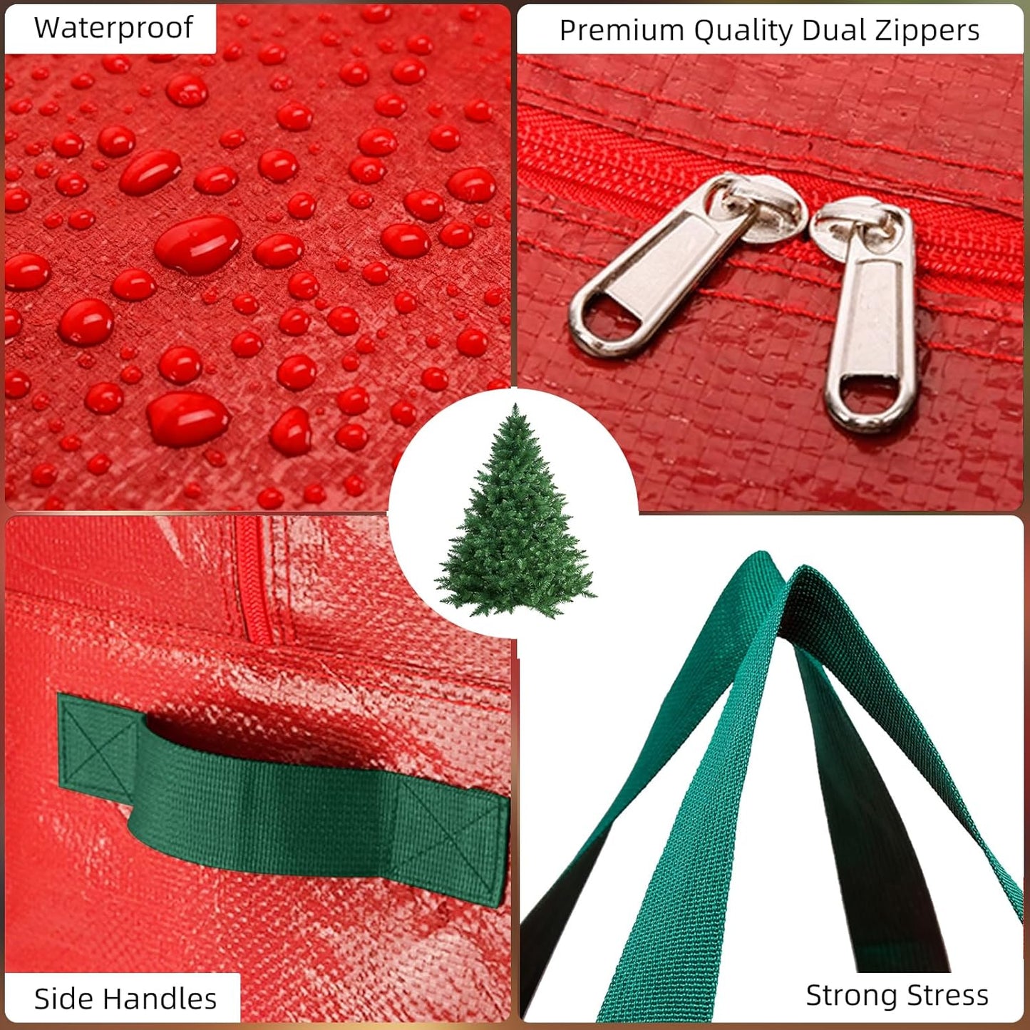 KRYSTY Christmas Tree Storage Bag - Durable Heavy-Duty Design for 9 ft Trees | Protects Against Dust & Moisture - Red