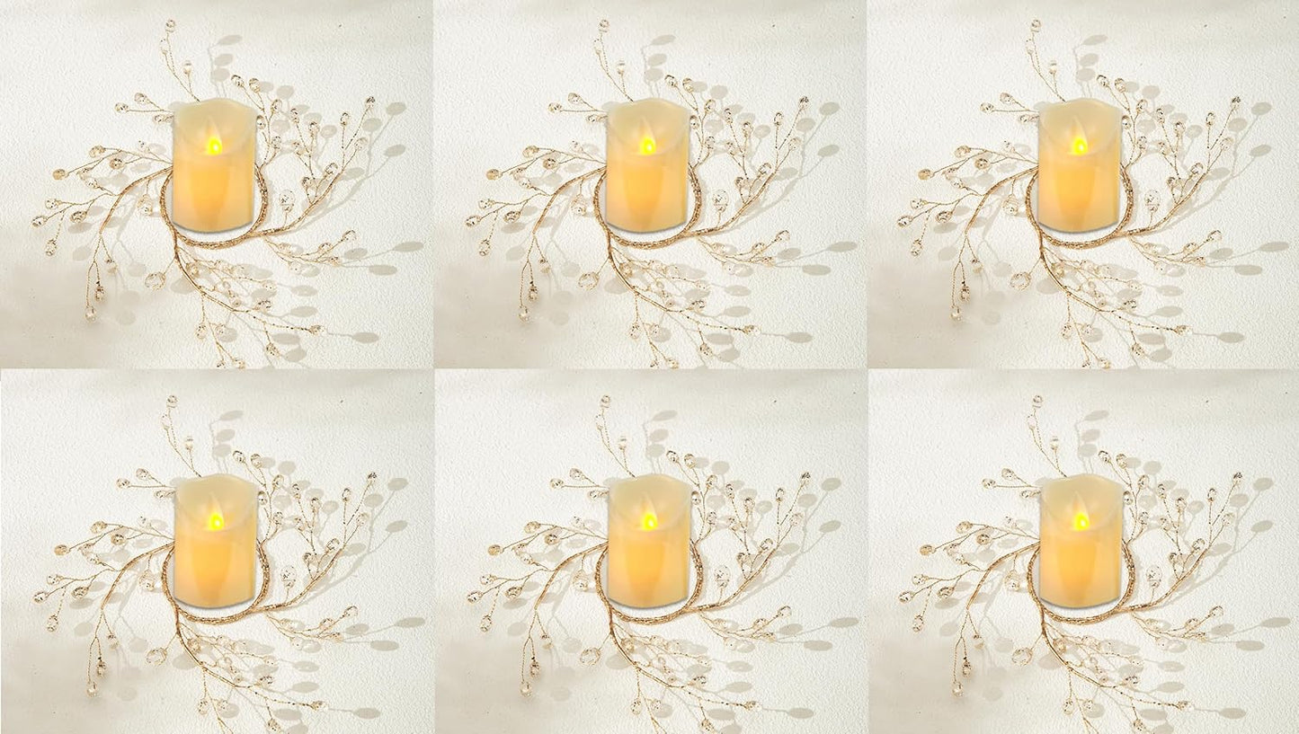 Regine Switzerland Simulated Pearl Beaded Candle Ring Wreath - 2" Diameter Crystal Centerpiece for Home & Wedding Decor