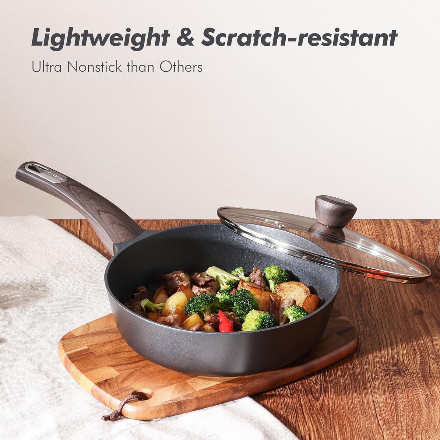SENSARTE Non-Stick Cookware Set - 14-Piece Healthy Induction Pots and Pans | PFOA-Free, Black