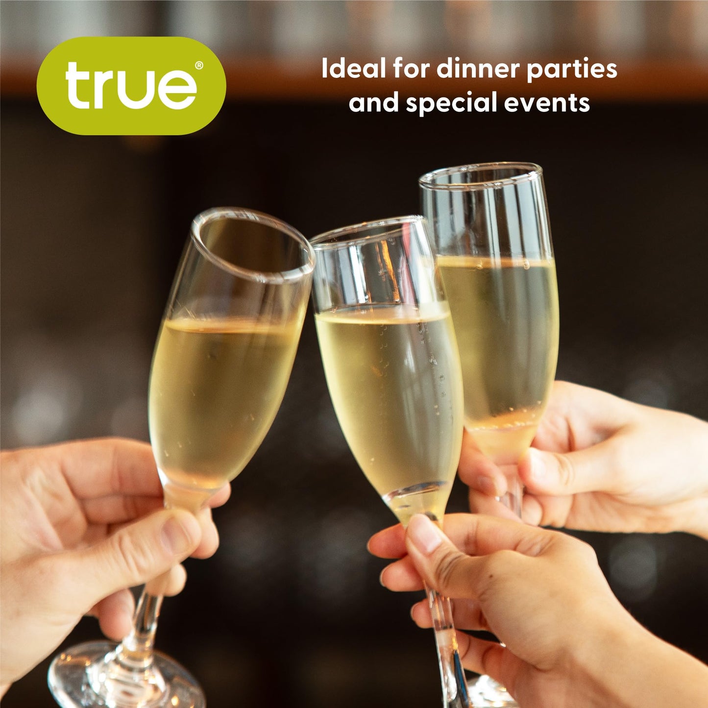 TRUE Stemmed Champagne Flutes, Elegant Clear Champagne Glasses Gift Set, Perfect for Prosecco, Sparkling Rose, Mocktails, Home Bar, Housewarming Party, Wedding Gifts, 5.75 oz, Set of 6