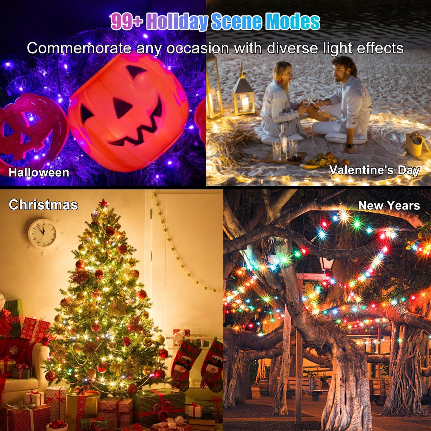 Electight Fairy Lights 66FT/20M, [APP & Remote Control] 200 LEDs RGB Smart IC Multicolor String Lights Indoor, Music/Voice Sync Color Changing, IP65 Waterproof String Lights for Bedroom, Party, DIY