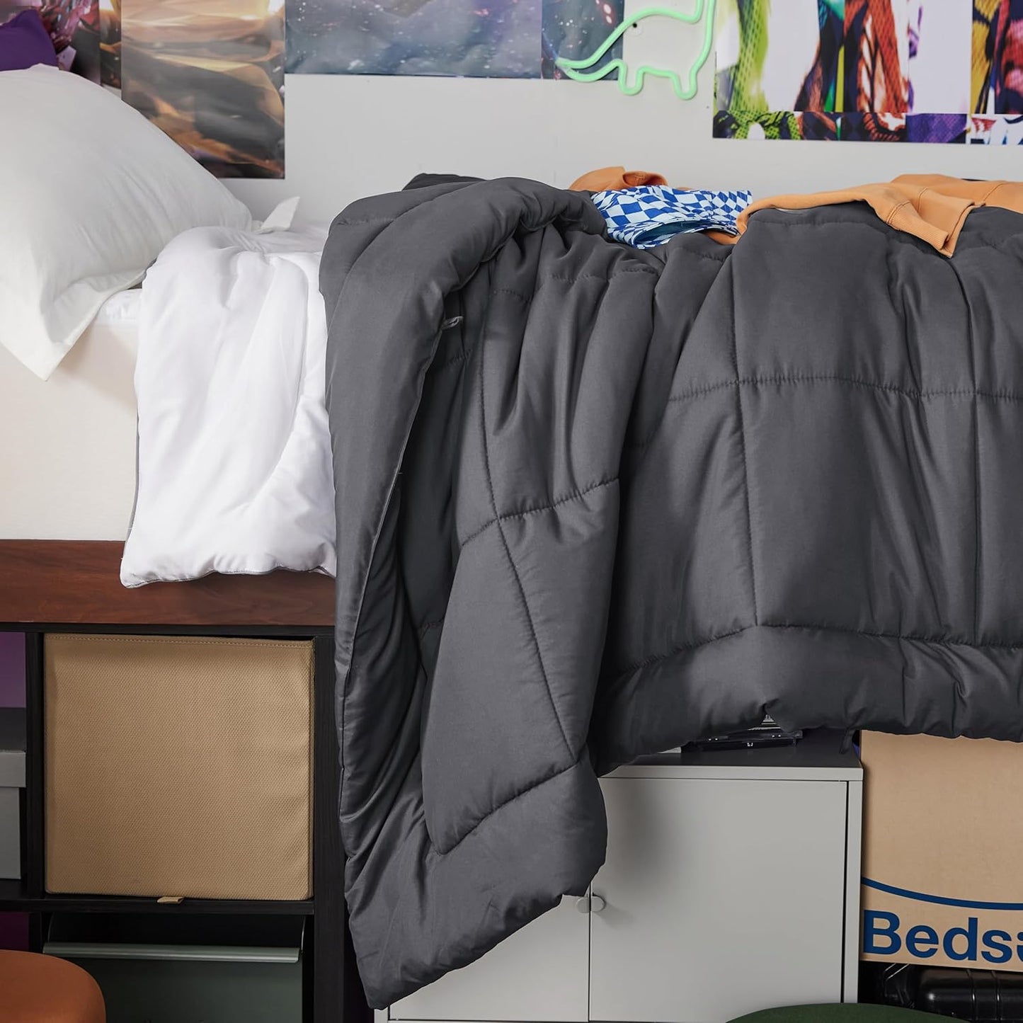 Bedsure Comforter Duvet Insert - All-Season Twin XL Quilted Down Alternative Bedding, Grey 92 x 68 Inches