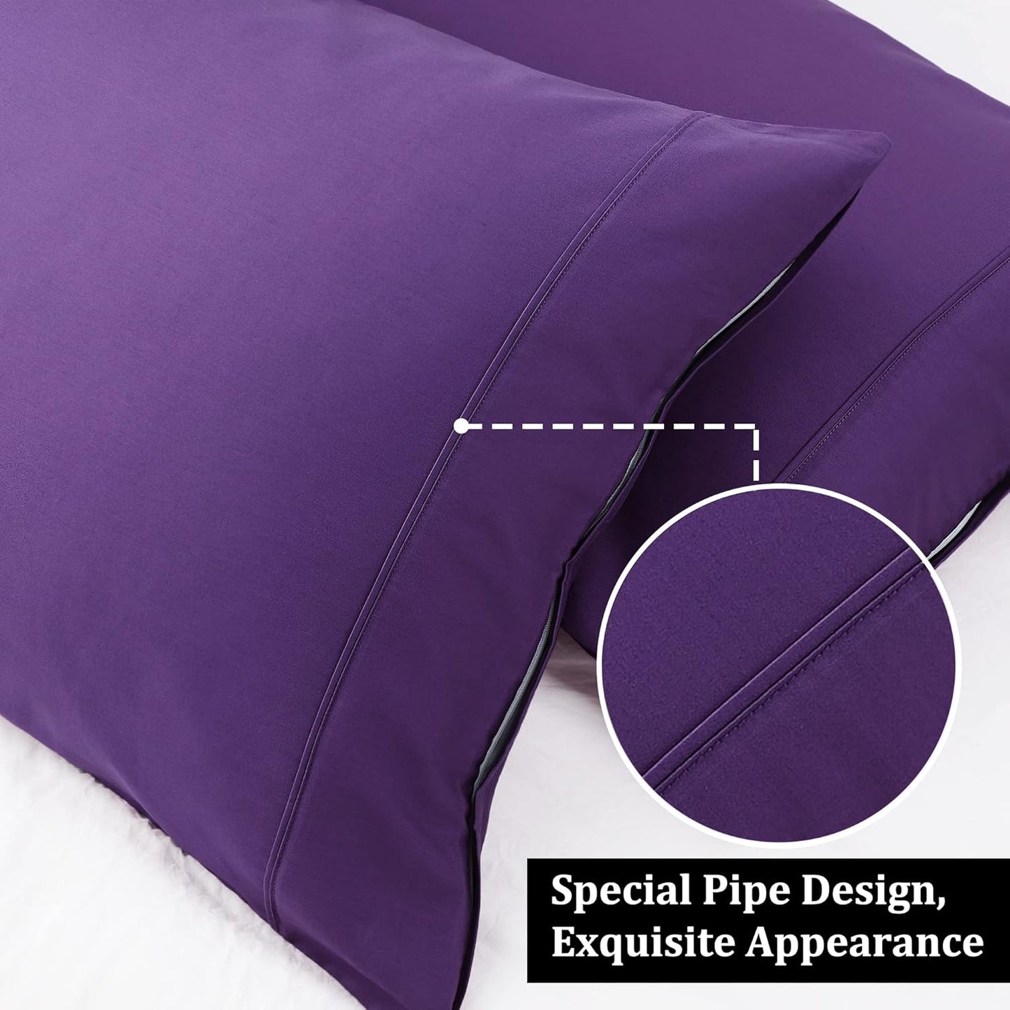 PiccoCasa Grape Pillow Cases - Super Soft 100% Cotton Bed Pillow Covers | Standard Size Set of 2 (20"x26")