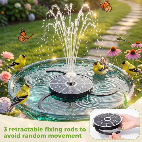 AISITIN Solar Bird Bath Fountain - Upgraded 6.3" Solar Glass Panel, Eco-Friendly Pump for Garden & Pond