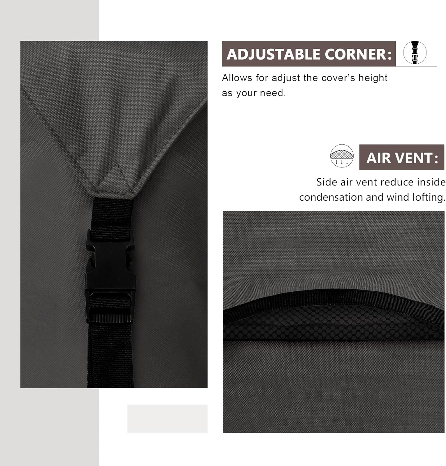 ULTCOVER Heavy Duty Square Patio Table and Chair Cover - Waterproof 600D Canvas, 74 Inch, Black