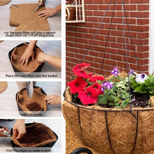 Coco Liner Roll - Natural Coconut Fiber for Planters | 16x120 Inch, Reptile-Friendly Garden Decoration