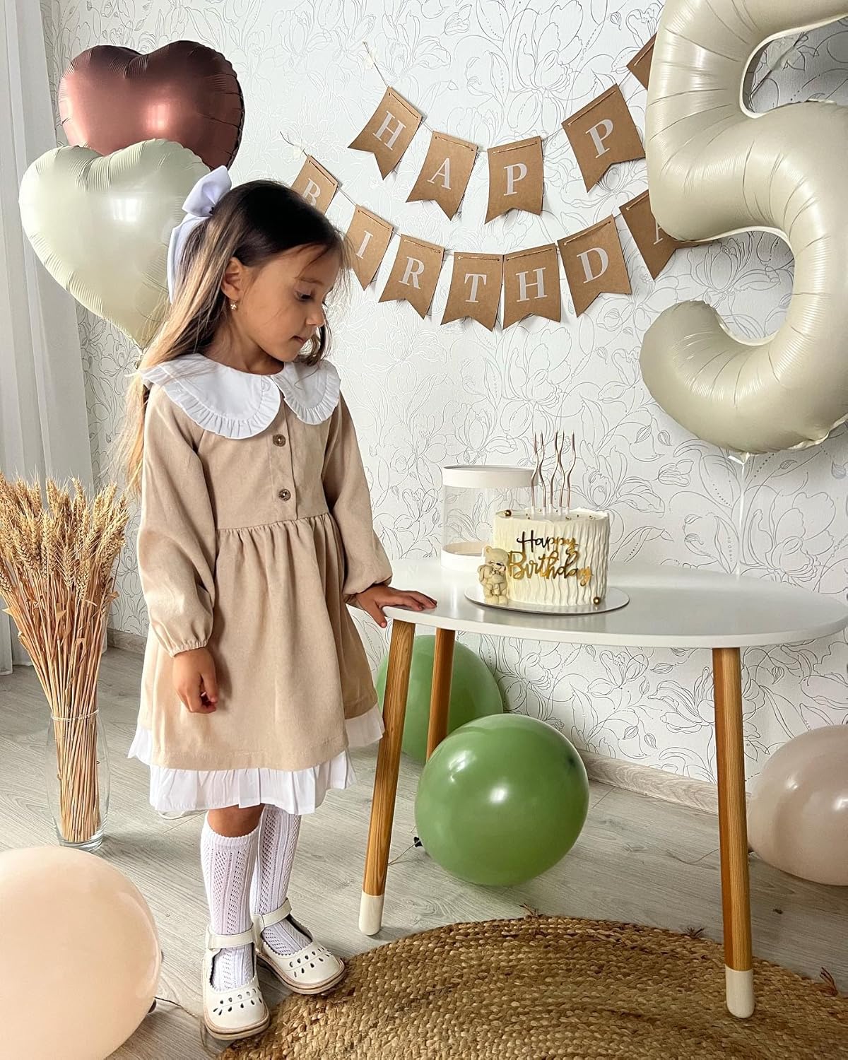 Skiennix 40-Inch Cream Number 5 Balloon - Perfect for 5th Birthday Party Decorations