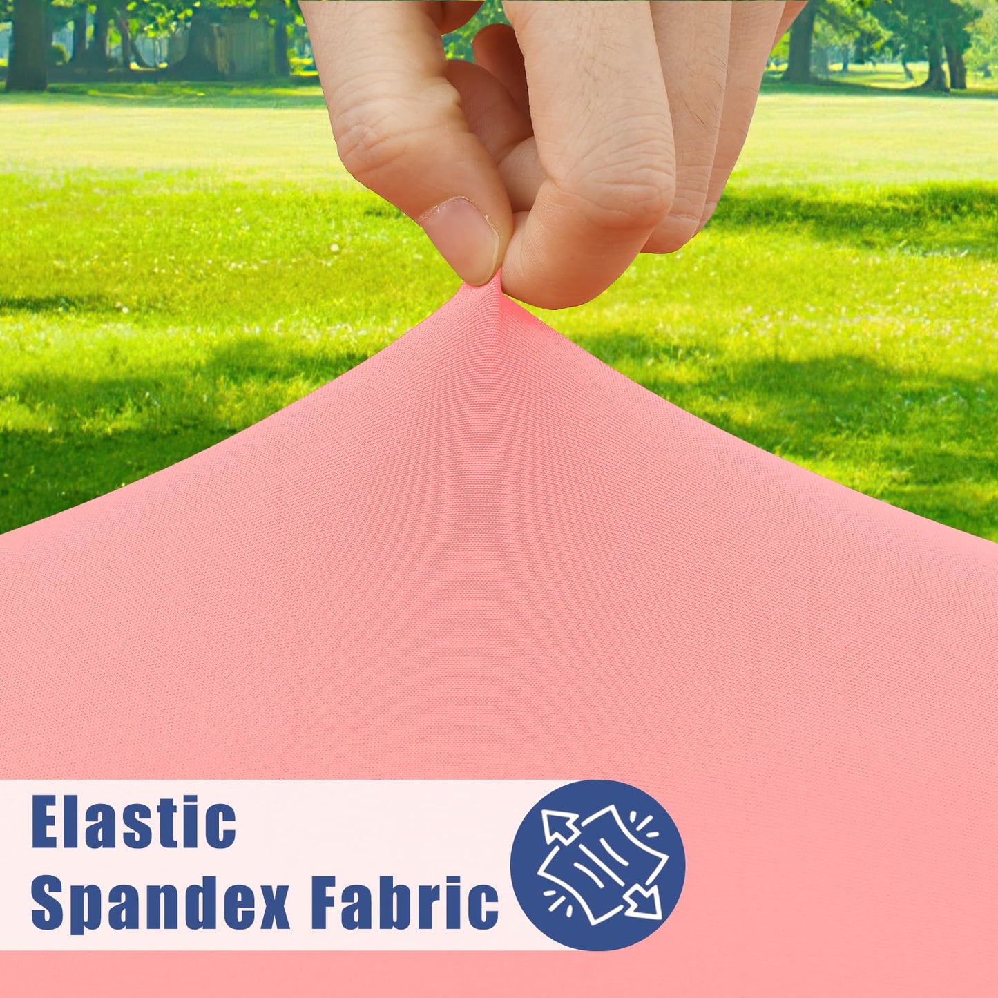 Moosfor Round Spandex Tablecloth, Elastic Fitted Waterproof Tablecloths for 36"-44" Tables, Stretch Washable Picnic Table Cover for Camping, Dining, Indoor and Outdoor,Coral Red