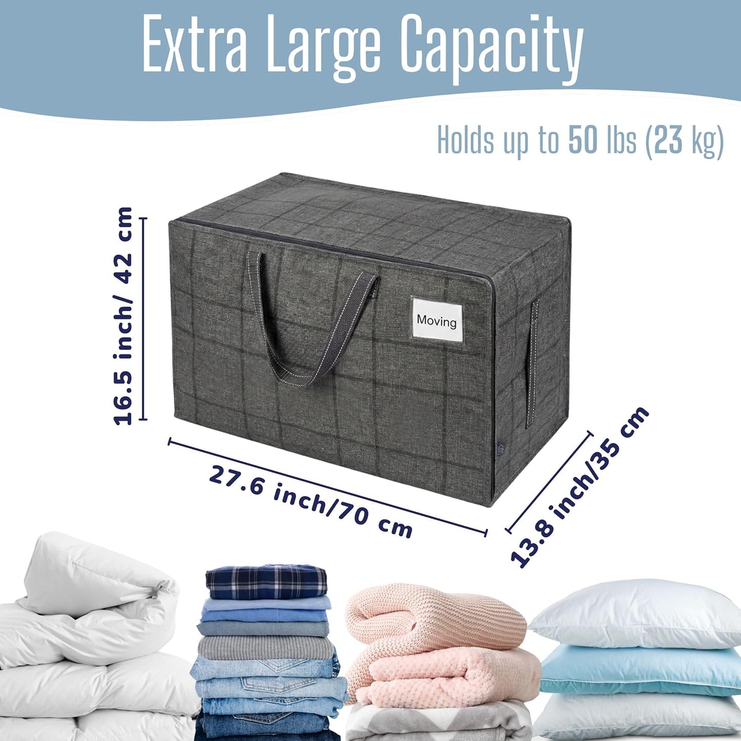 VENO Extra Large Heavy Duty Moving Bags - 8 Pack with Wide Opening & Reinforced Handles | Reusable Storage Totes for Clothes & Dorm Essentials
